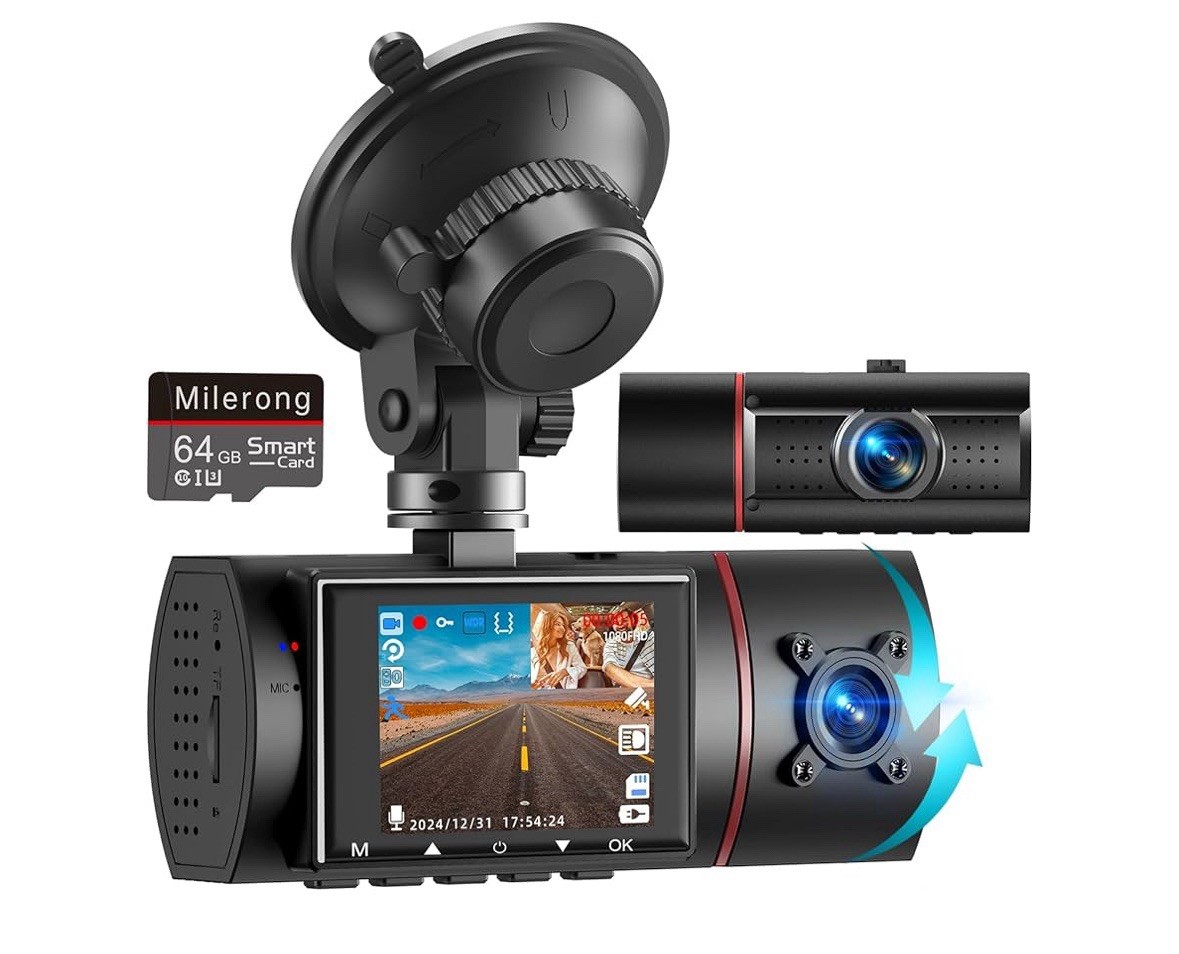 Milerong X25 Dual Dash Cam Front and Inside with 64GB Card