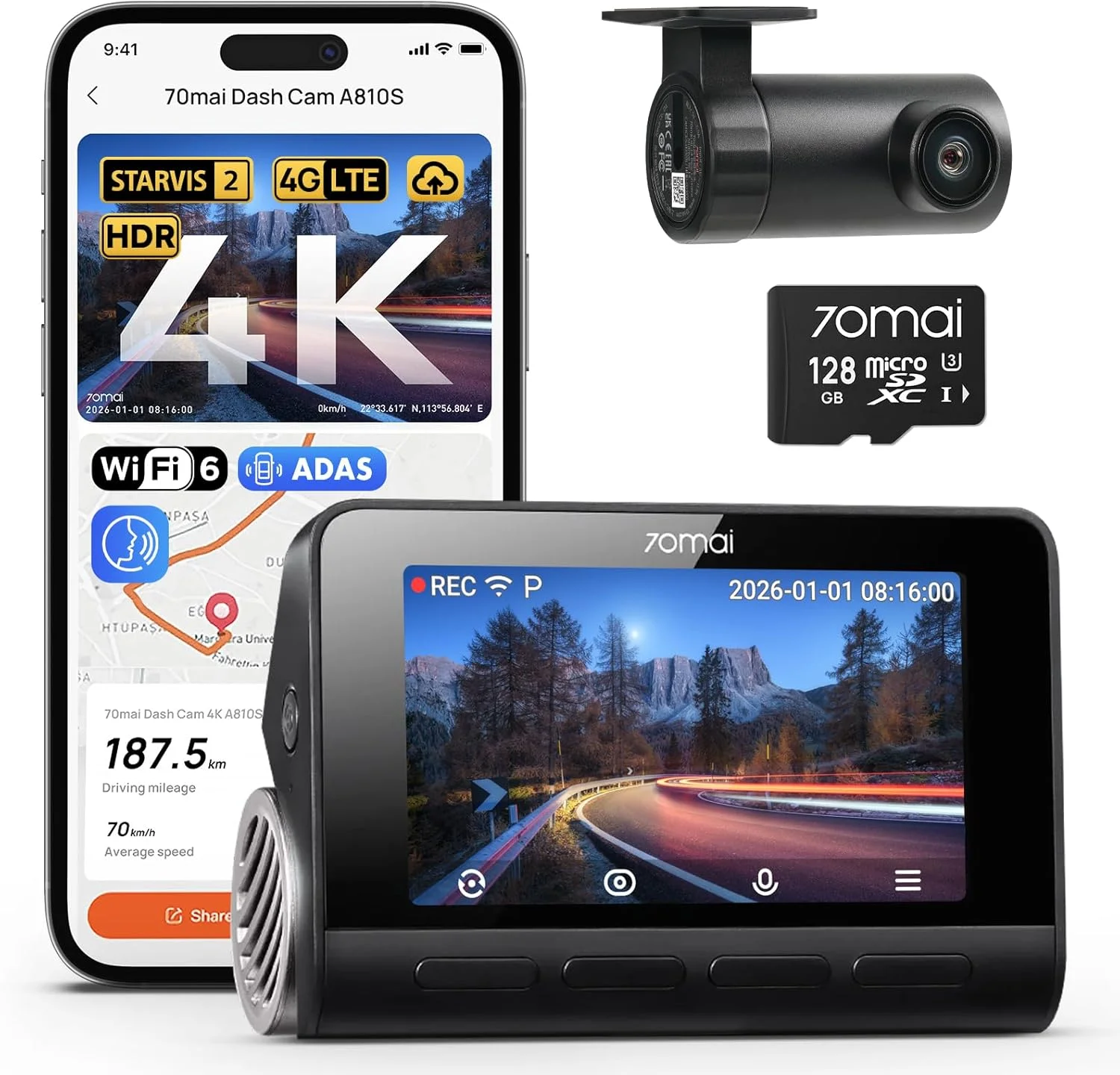 70mai 4K Dash Cam Front and Rear — Dash Cam ADAS: How Do Lane and Collision Warnings Work?