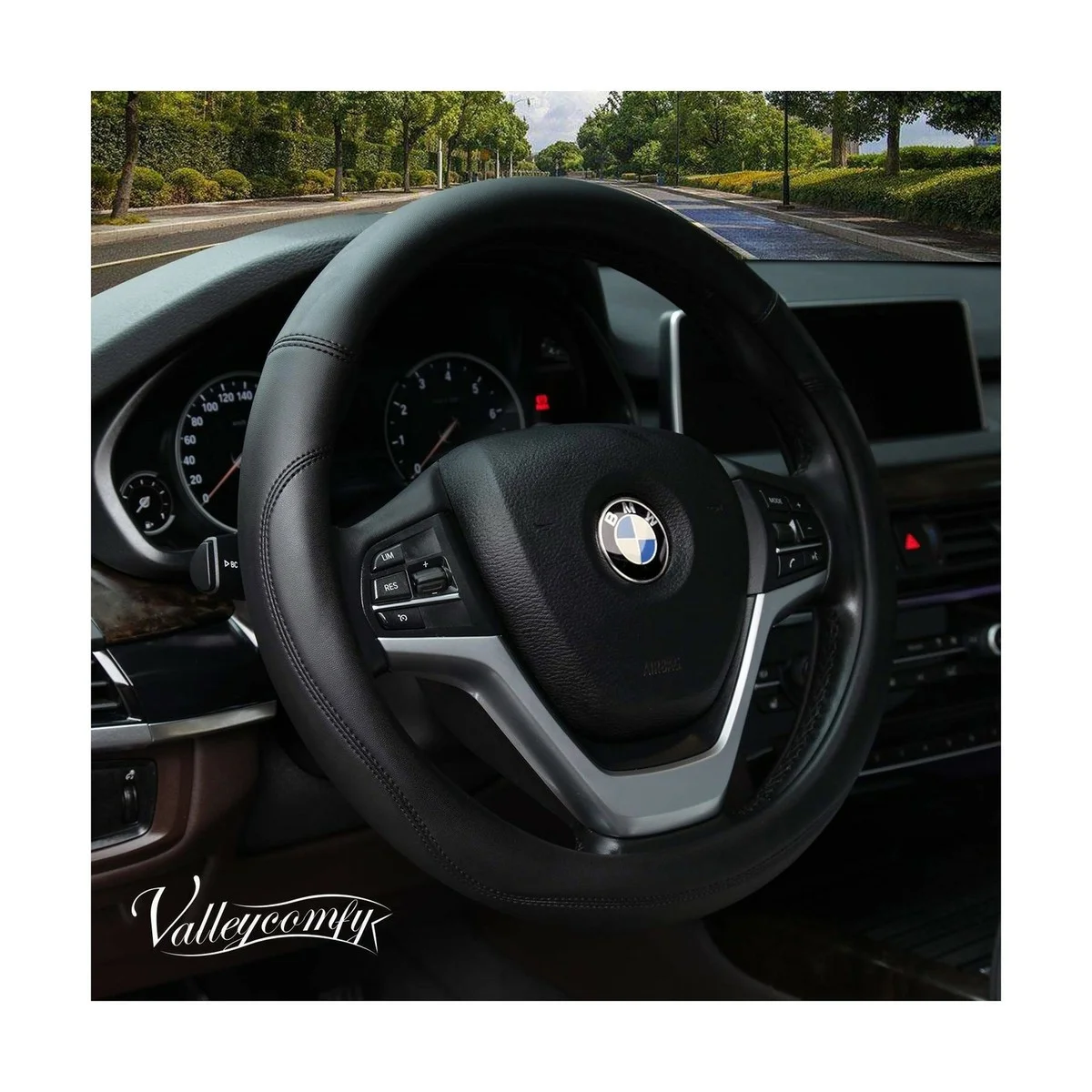 Valleycomfy Microfiber Leather Steering Wheel Cover
