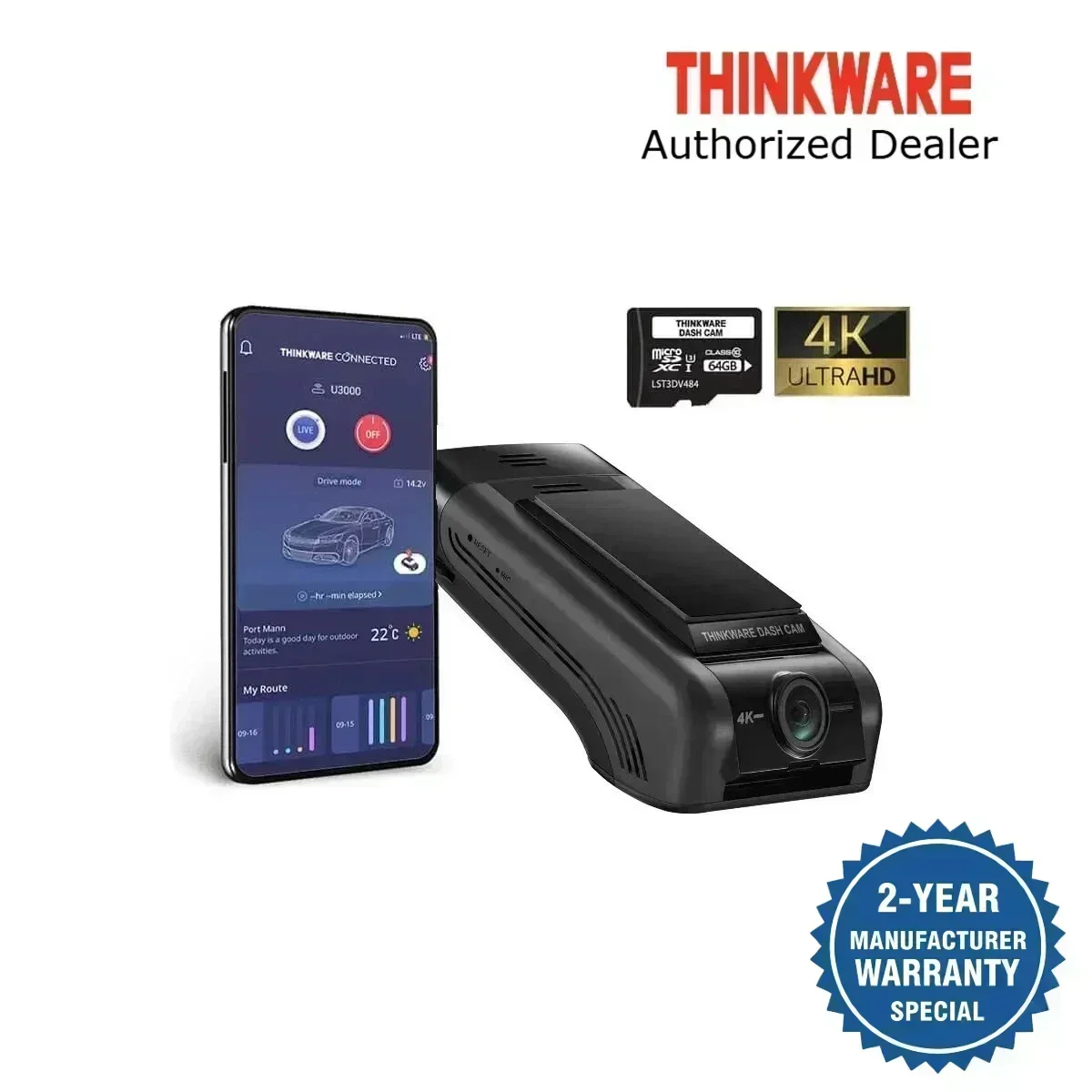 Thinkware U1000 front and rear dash cam pair