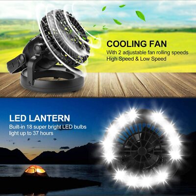 ODoland Portable Camping Fan with LED Lantern