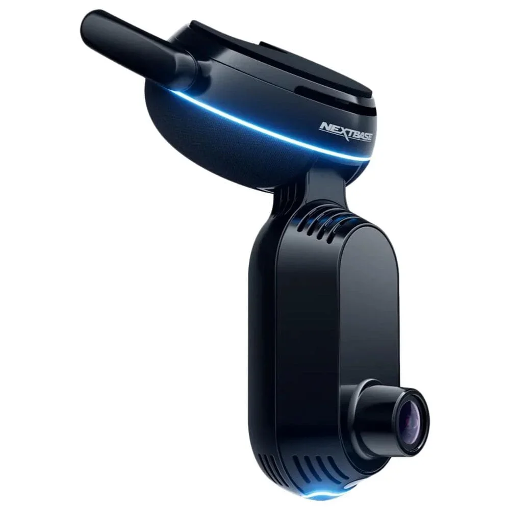 The Nextbase iQ dash cam, a taller connected camera unit with a lens and status light