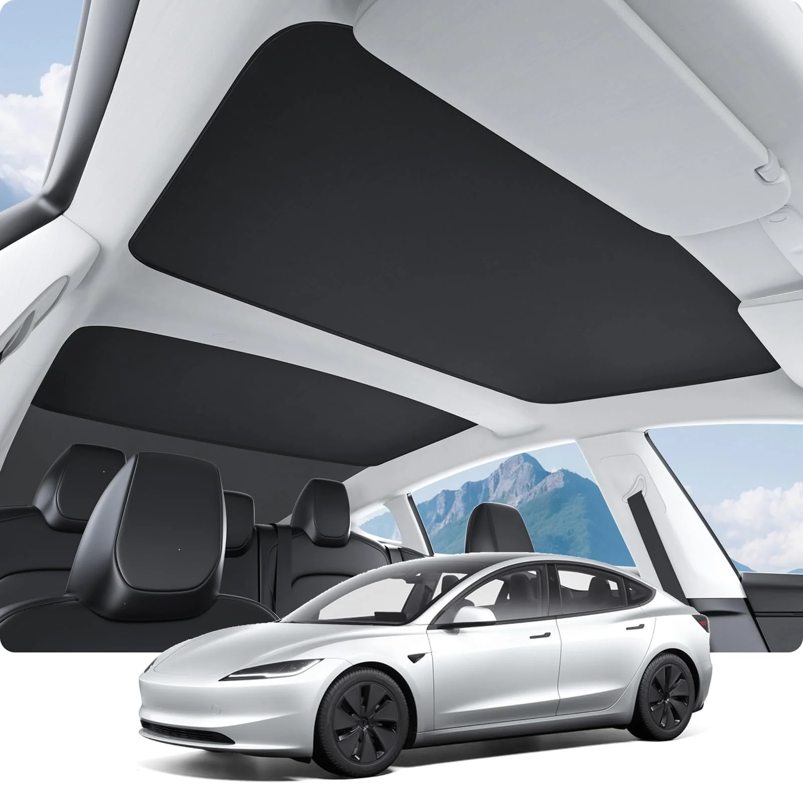 Basenor Model 3 Glass Roof Sunshade Set — Tesla Model 3 Camping Accessories: Honest Picks