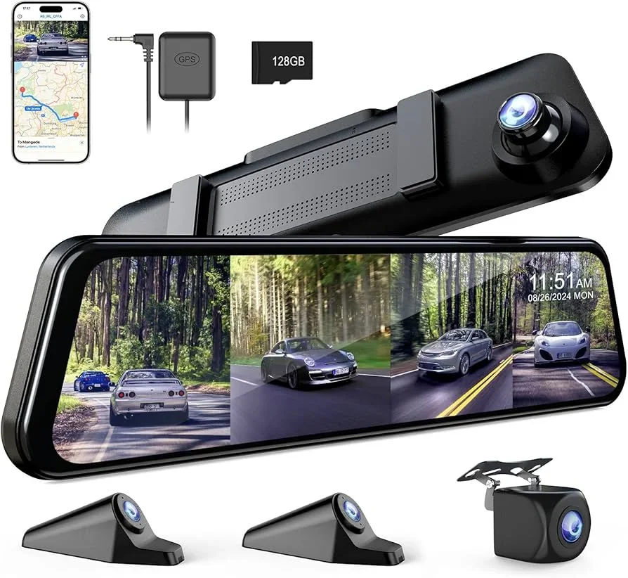 WOLFBOX G840S 12" 4K Mirror Dash Cam